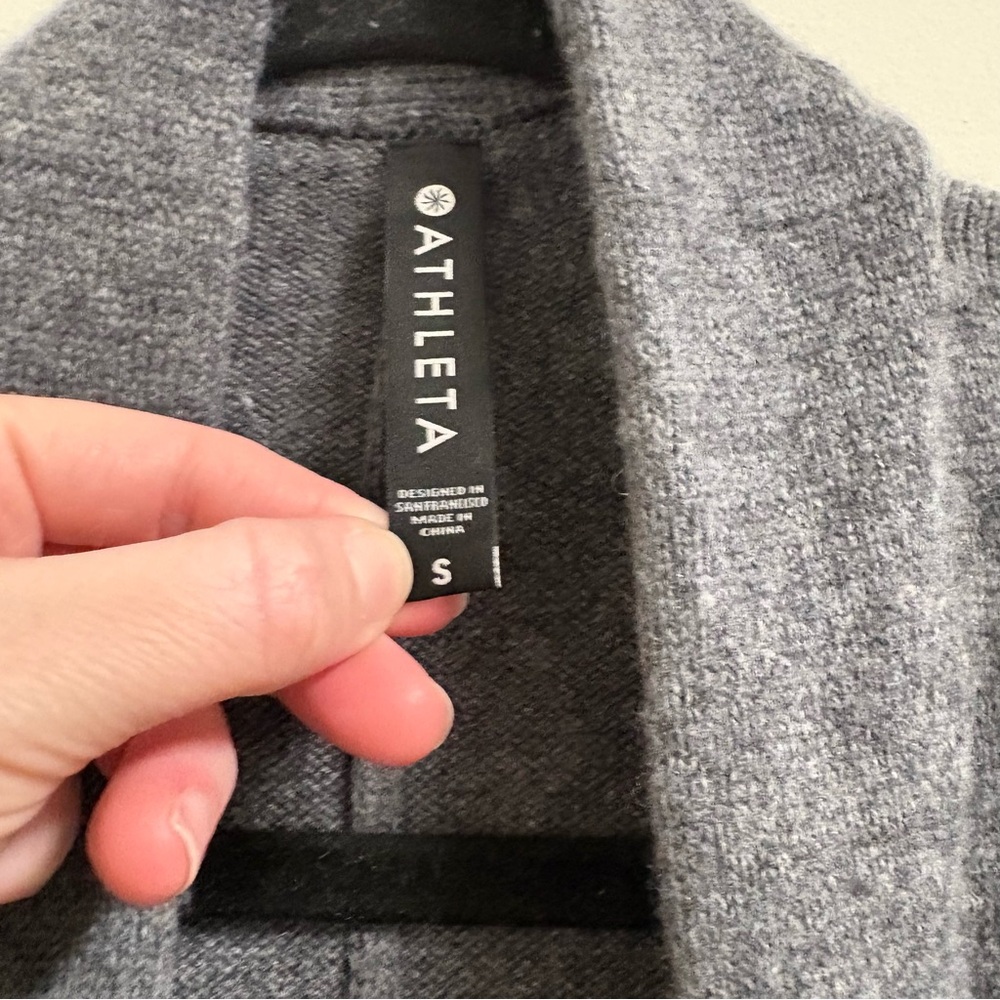 Athleta Spirit Cashmere Wool Cardigan Open Front Long Line in Gray Womens S - Picture 5 of 8